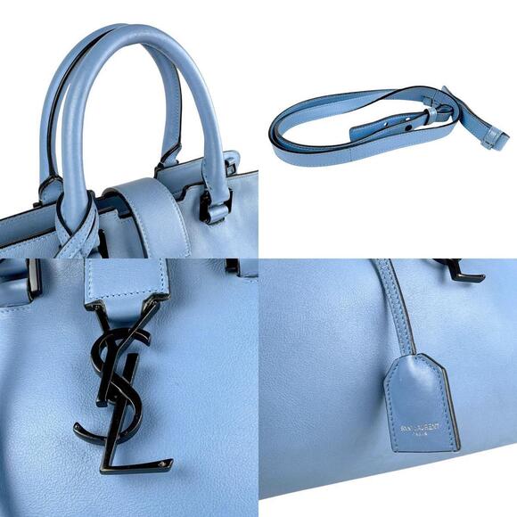 Saint Laurent Bag Leather Blue Cabas Shoulder Baby - Picture 4 of 5